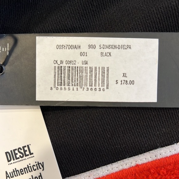 🇺🇸 BRAND NWT DIESEL HOODIE $178.00 🇺🇸 - Picture 10 of 10
